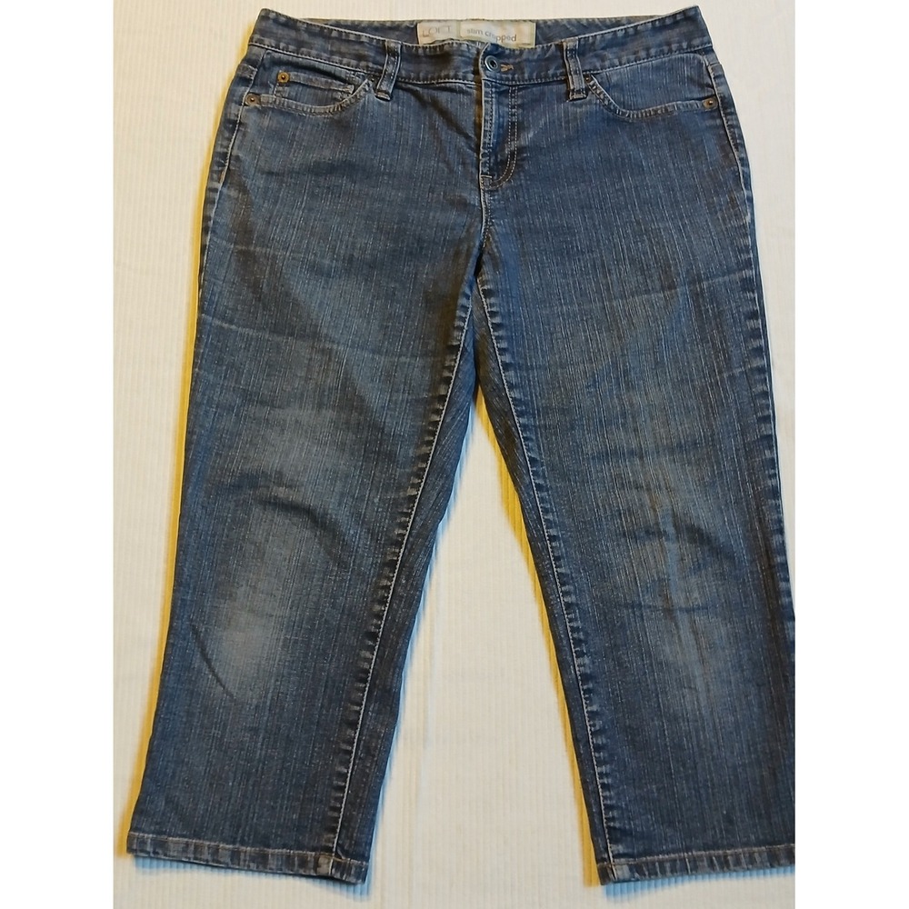 Ann Taylor LOFT Slim Cropped Jeans Womens 8 Medium Wash Denim Capris Stretch